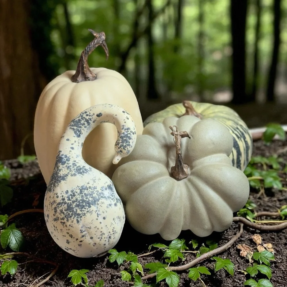 Pottery Barn Oversized White Rustic Halloween Pumpkin- 7.5”